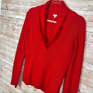 J Crew Shawl Collar Pullover Red Sweater, Sz. S